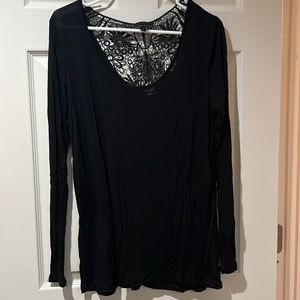 Black long sleeved tee with lace back